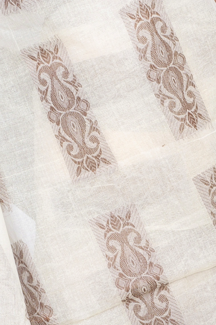 Off-White Pure Cotton Strip Suparna Tant Saree (163)