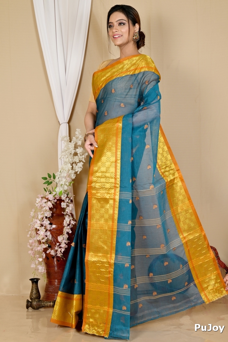 Green Pure Cotton Atula Tant Saree (1631)