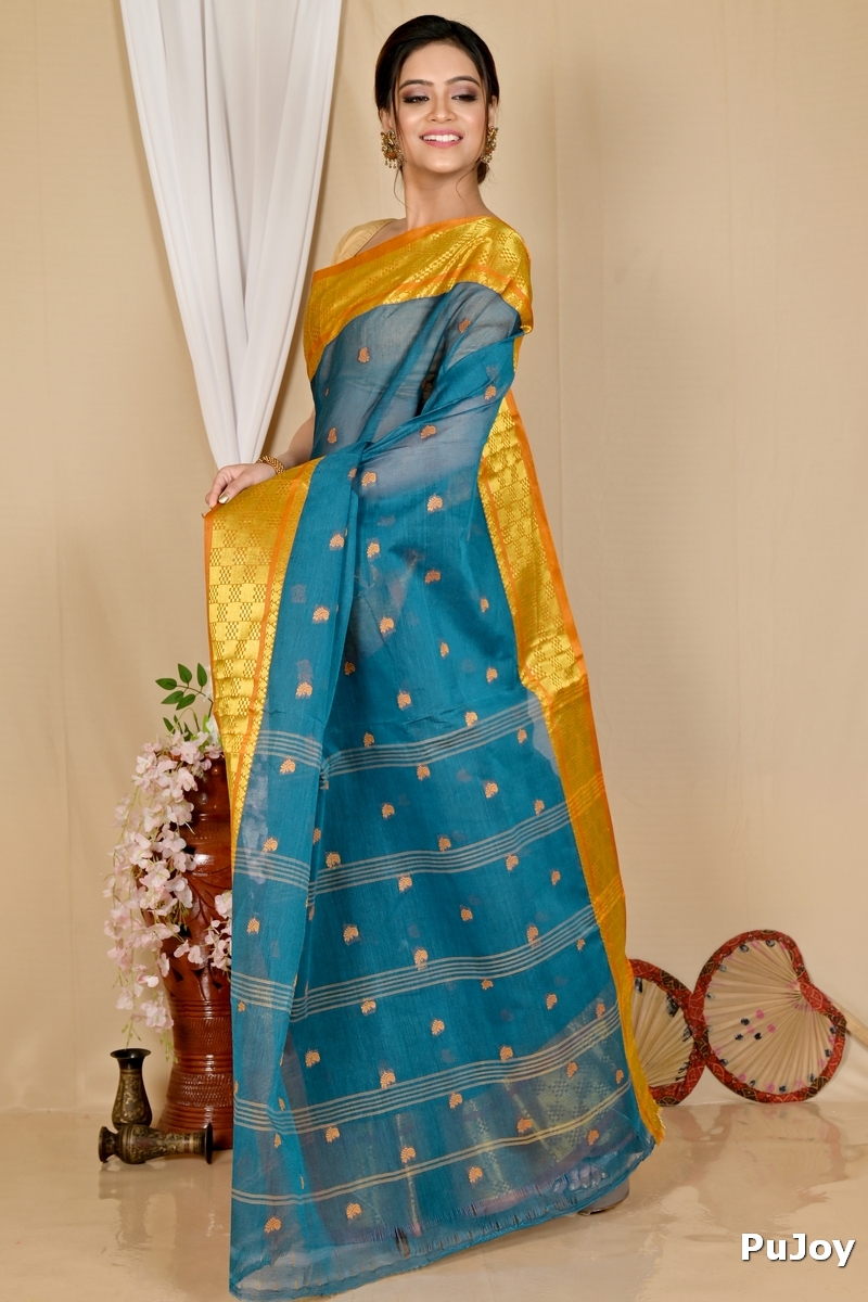 Green Pure Cotton Atula Tant Saree (1631)
