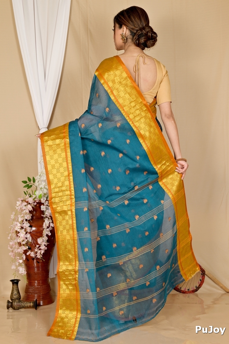 Green Pure Cotton Atula Tant Saree (1631)