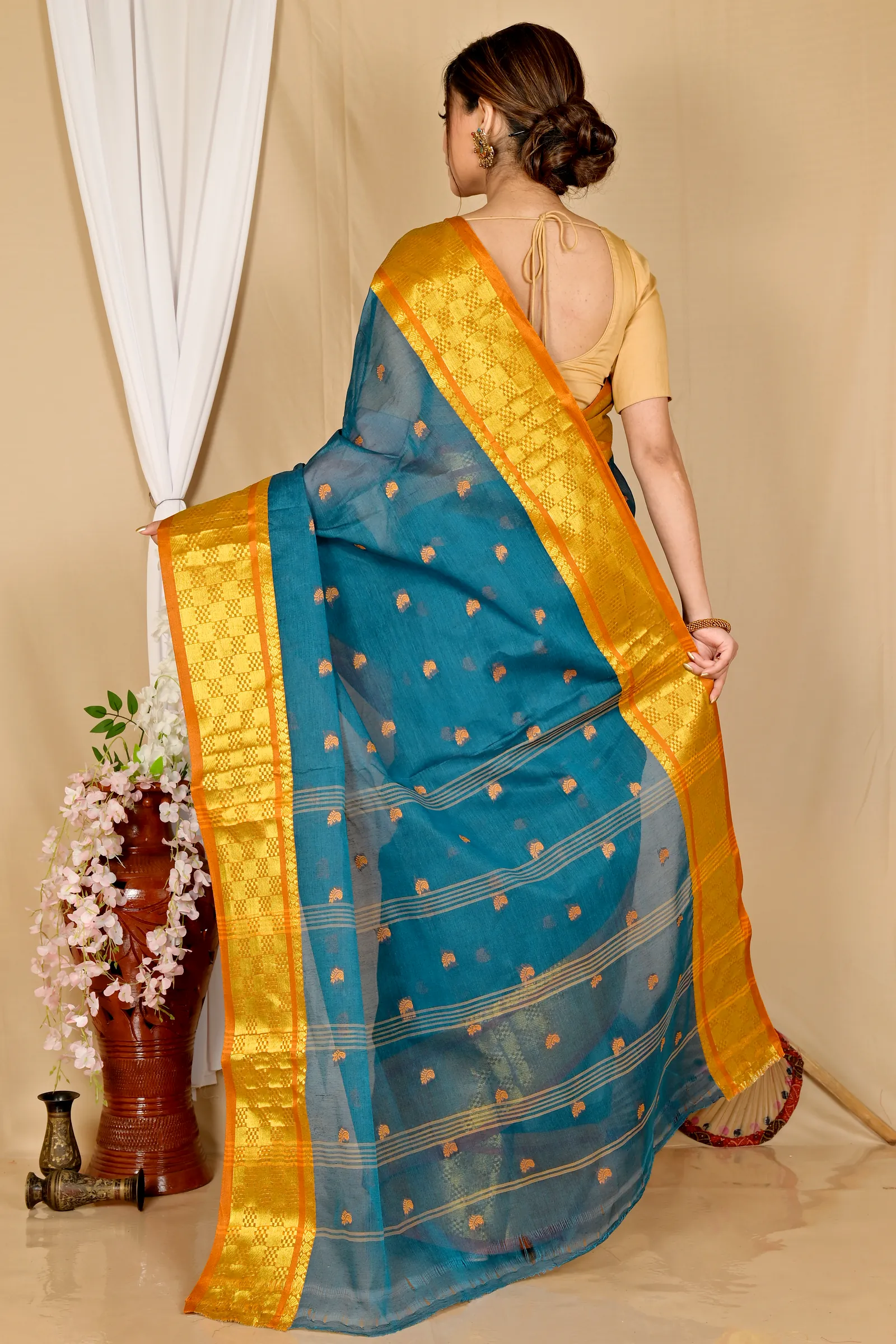 Green Pure Cotton Atula Tant Saree (1631)