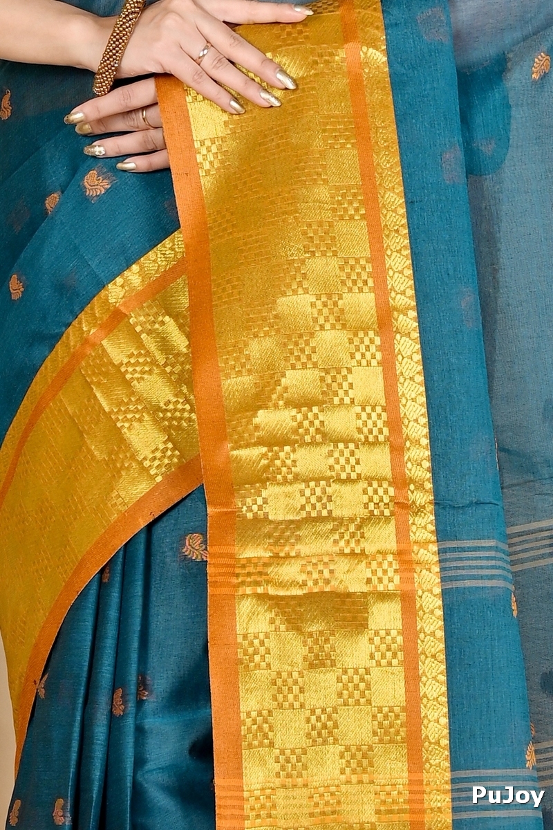 Green Pure Cotton Atula Tant Saree (1631)