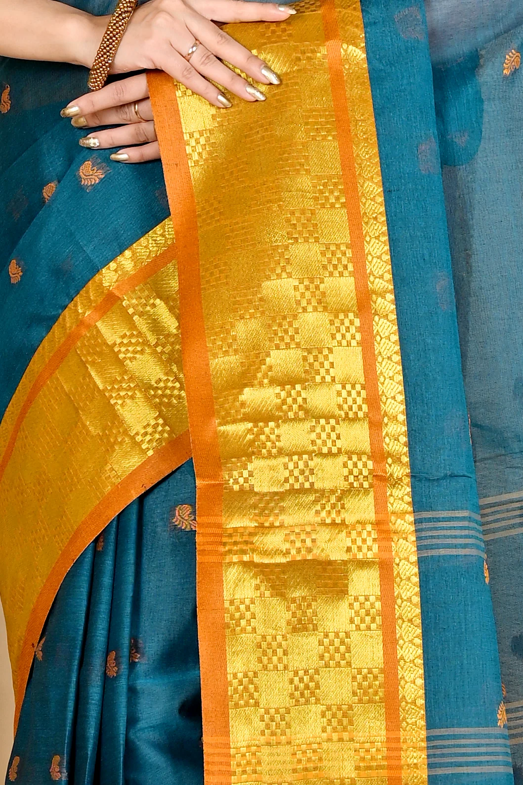 Green Pure Cotton Atula Tant Saree (1631)
