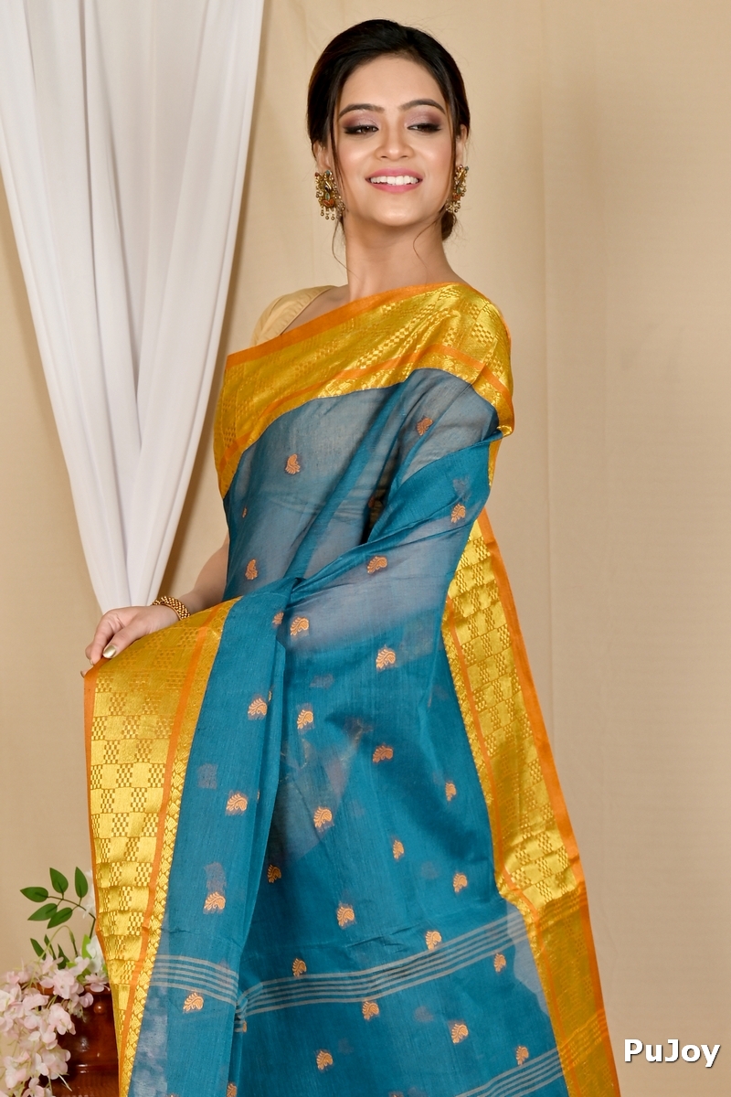 Green Pure Cotton Atula Tant Saree (1631)