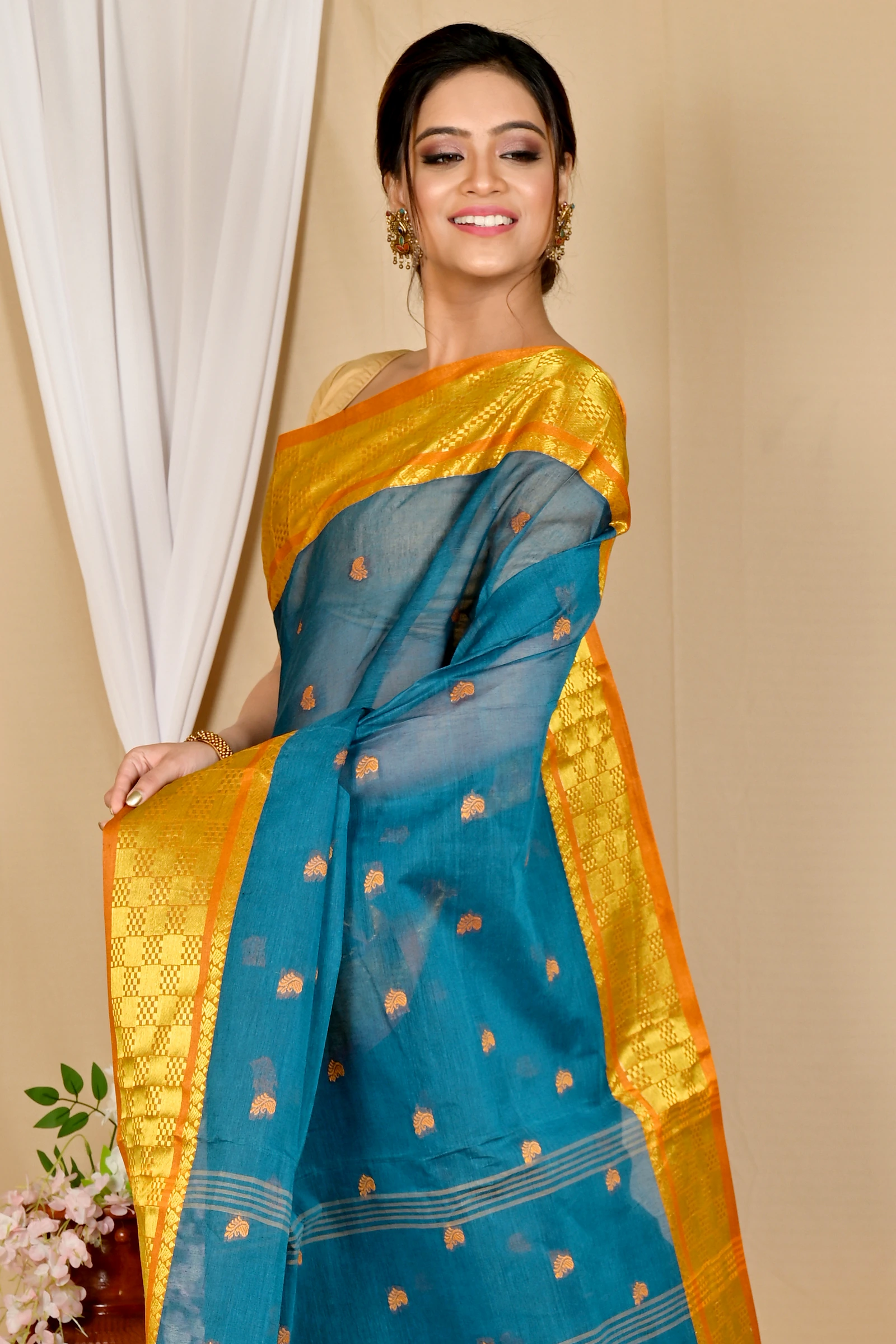 Green Pure Cotton Atula Tant Saree (1631)