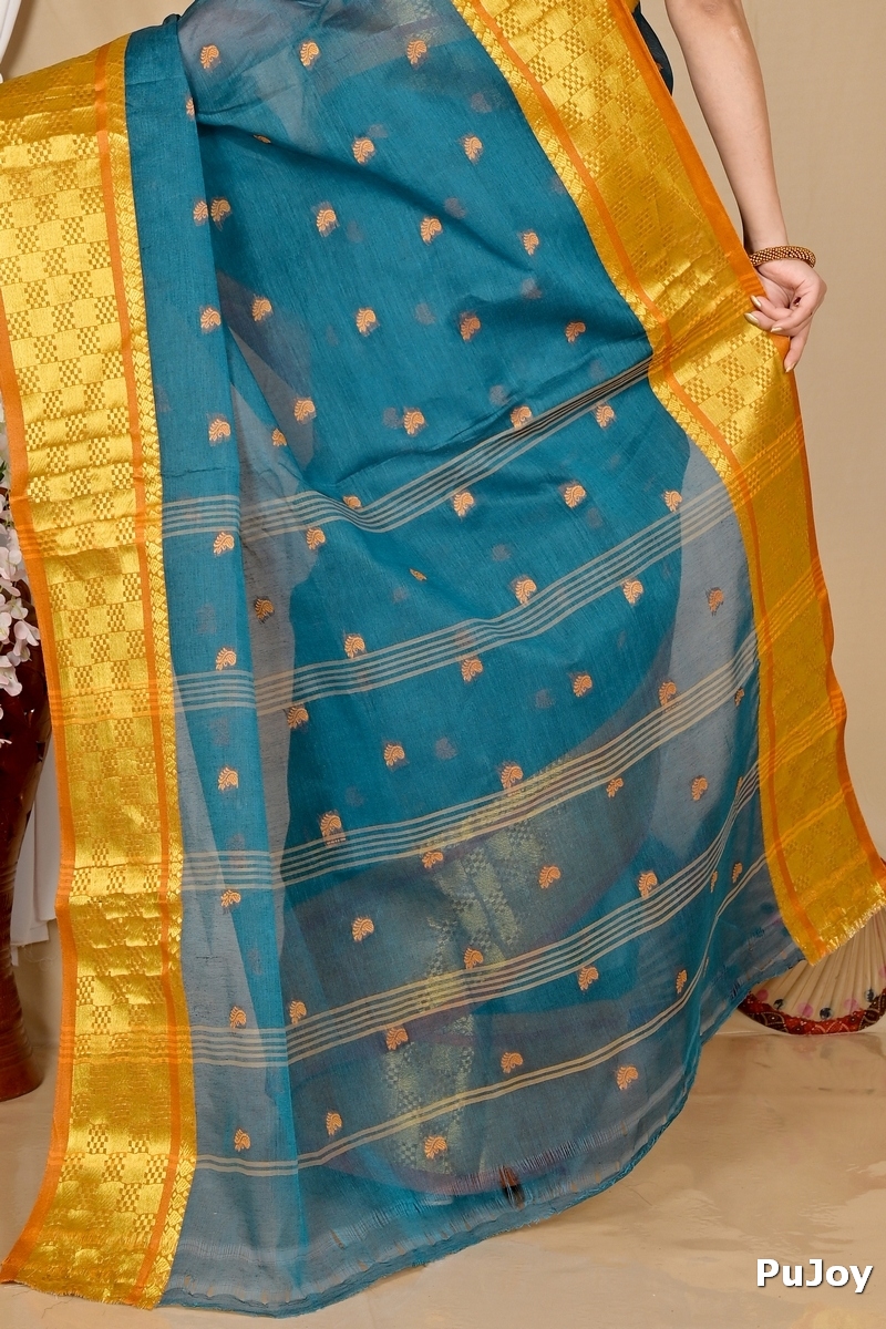 Green Pure Cotton Atula Tant Saree (1631)