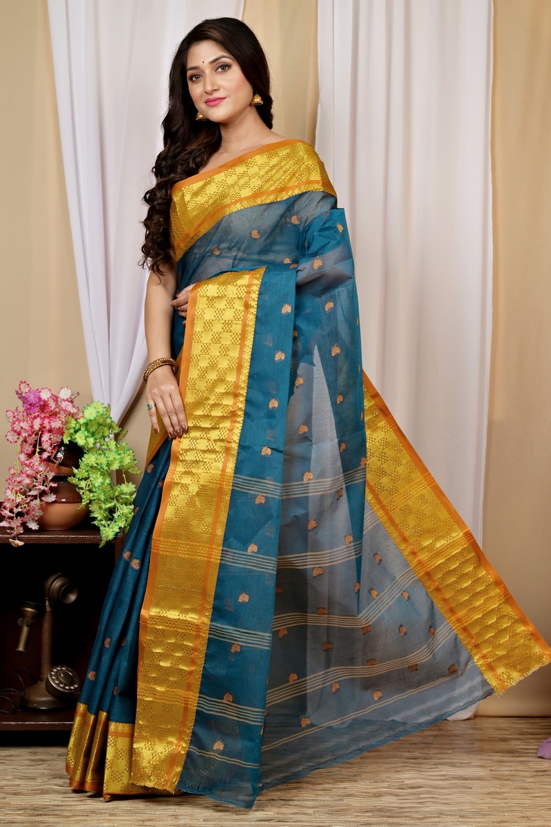 Green Pure Cotton Atula Tant Saree (1631)