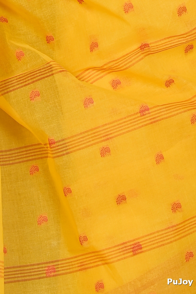Yellow Pure Cotton Atula Tant Saree (1633)