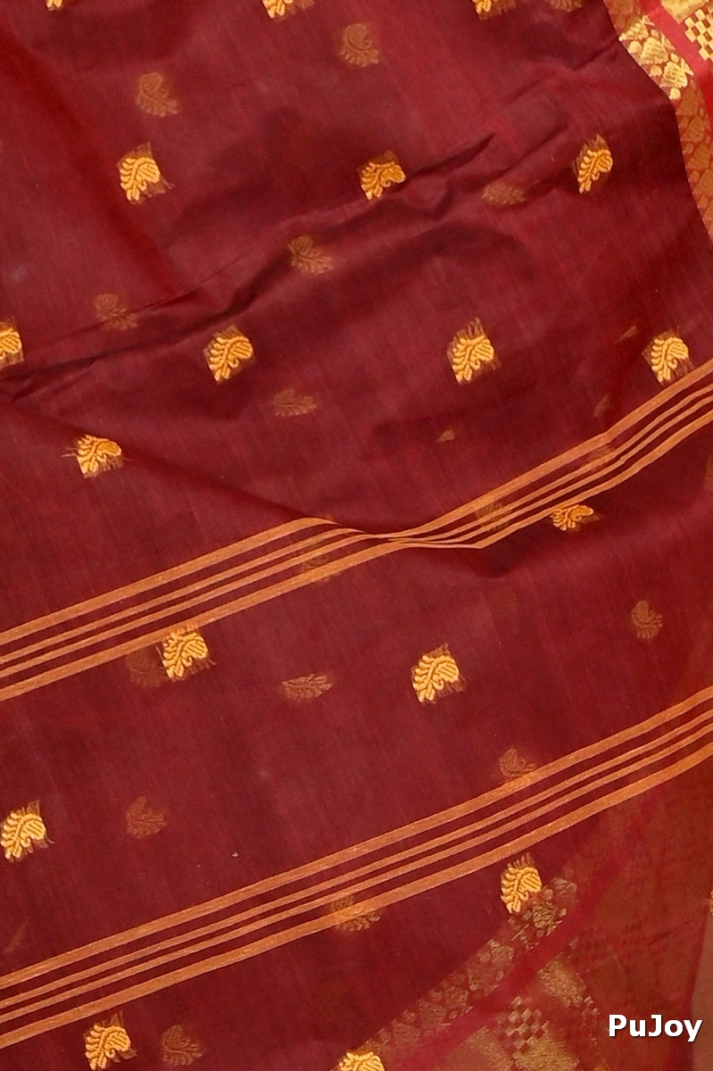 Brown Pure Cotton Atula Tant Saree (1634)