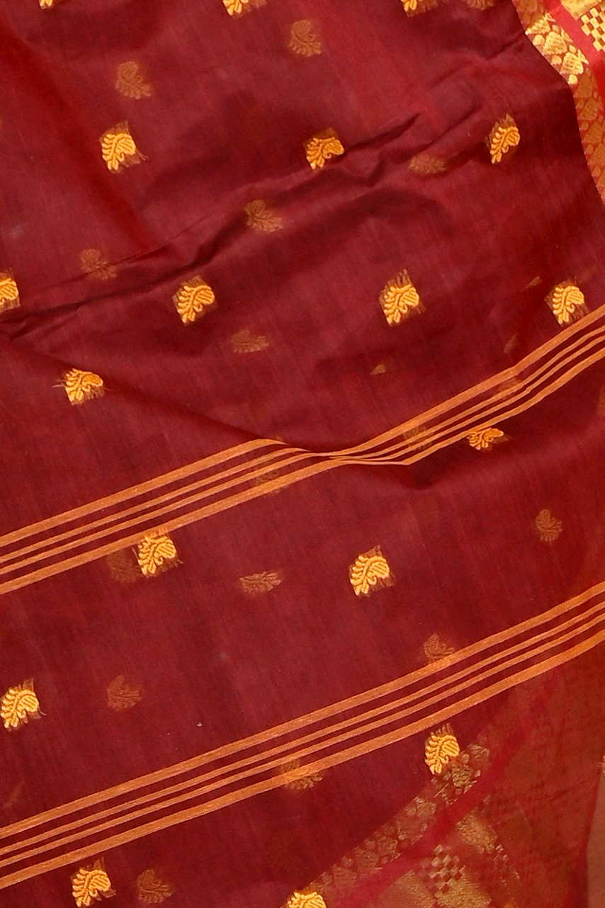 Brown Pure Cotton Atula Tant Saree (1634)