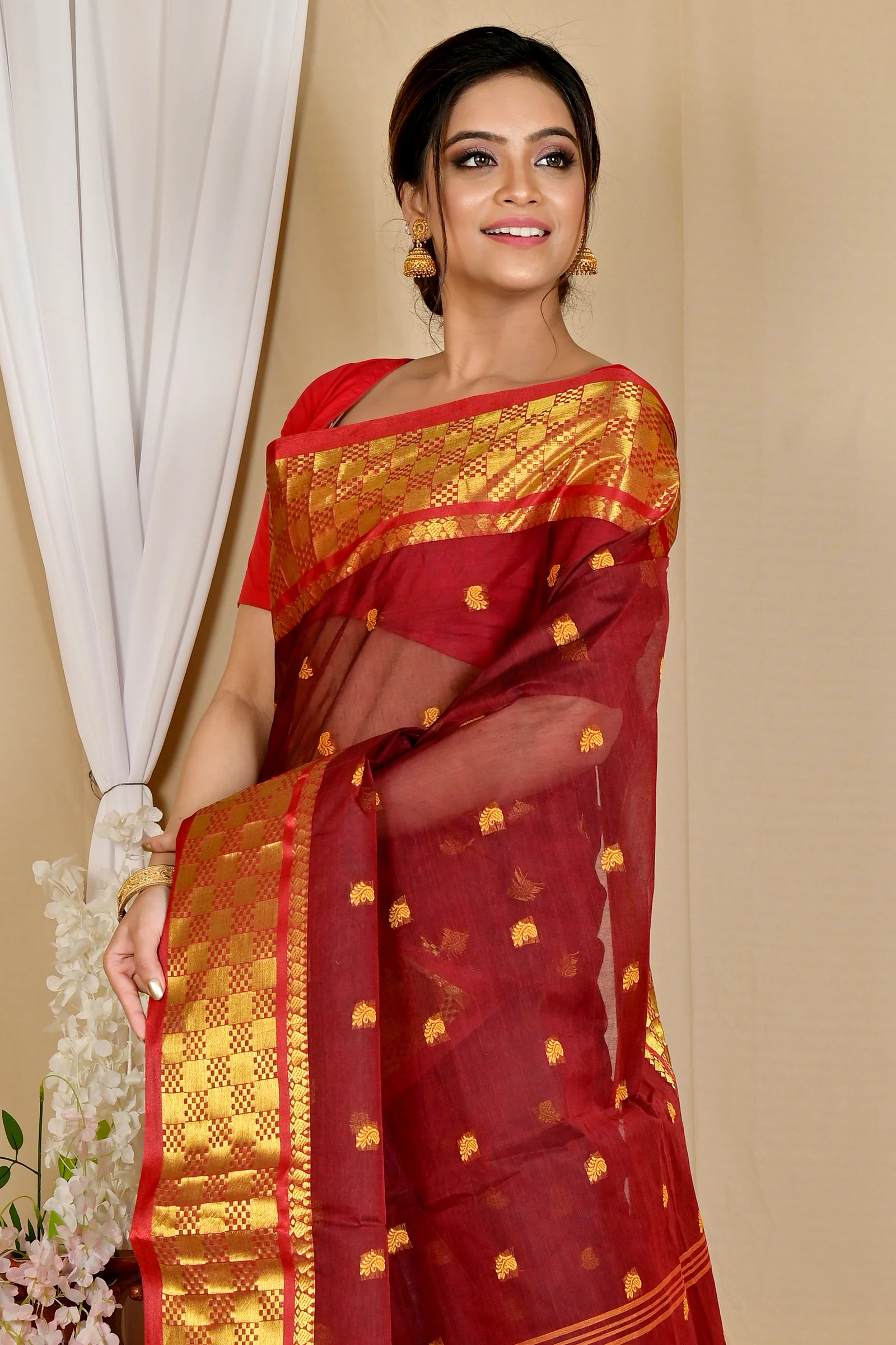 Brown Pure Cotton Atula Tant Saree (1634)
