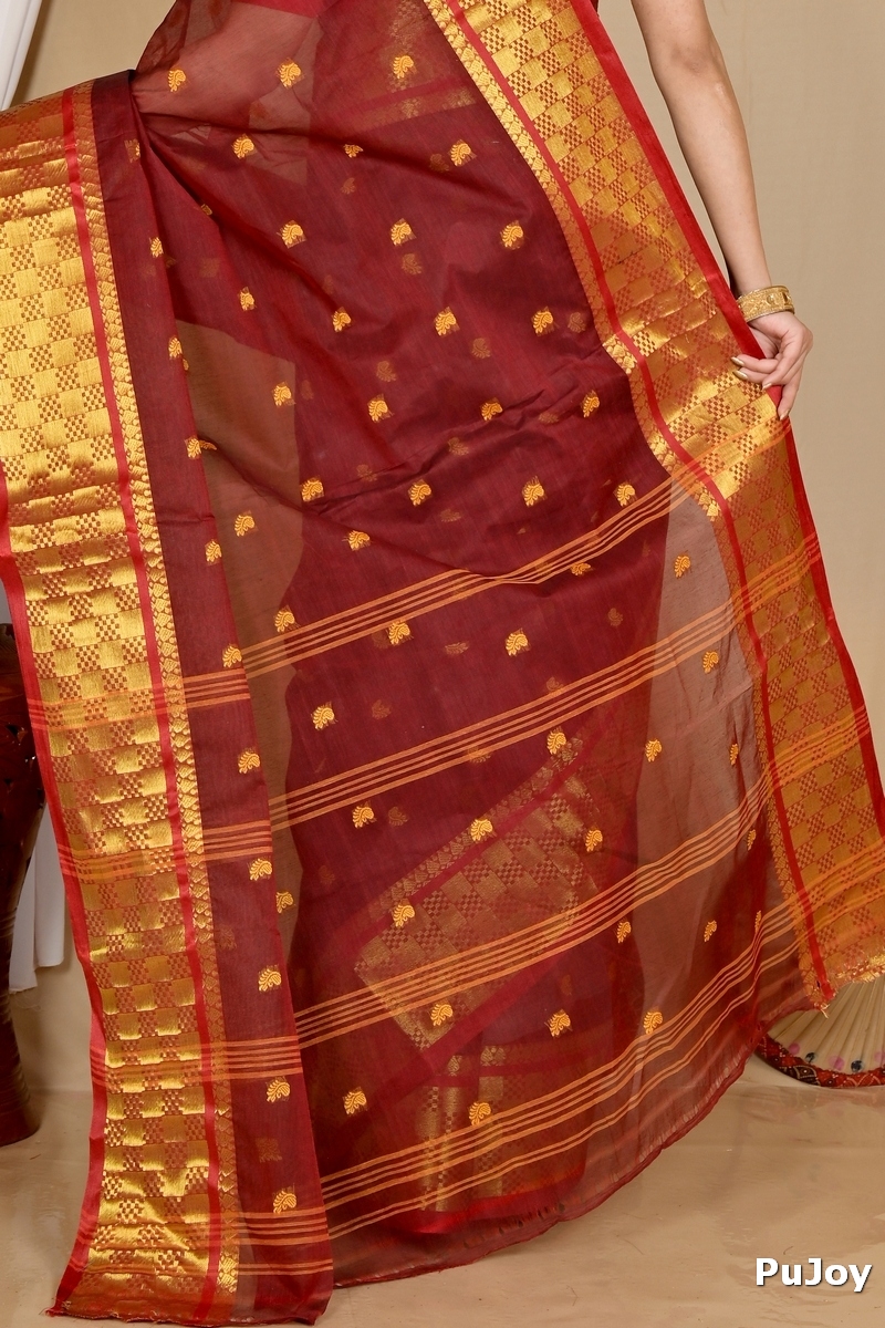 Brown Pure Cotton Atula Tant Saree (1634)
