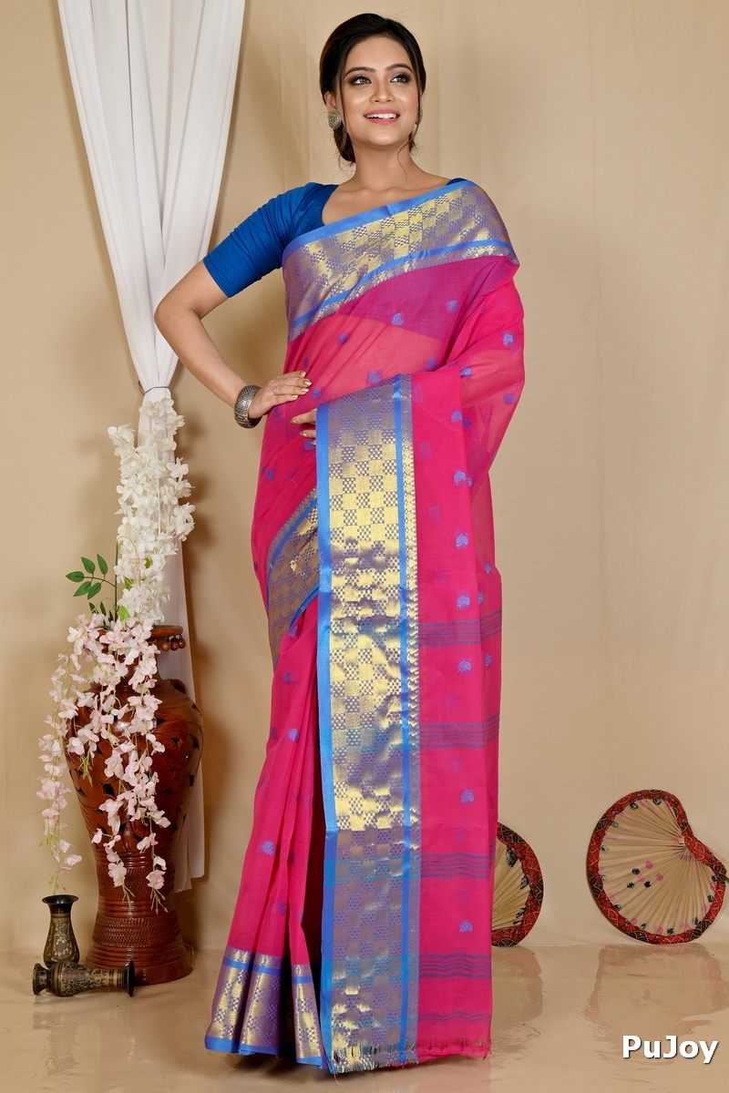 Pink Pure Cotton Atula Tant Saree (1636)