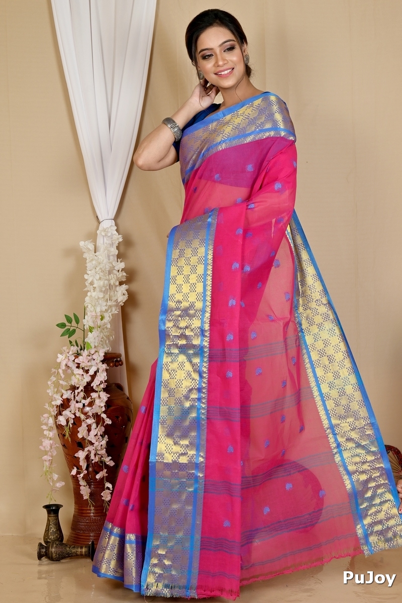 Pink Pure Cotton Atula Tant Saree (1636)