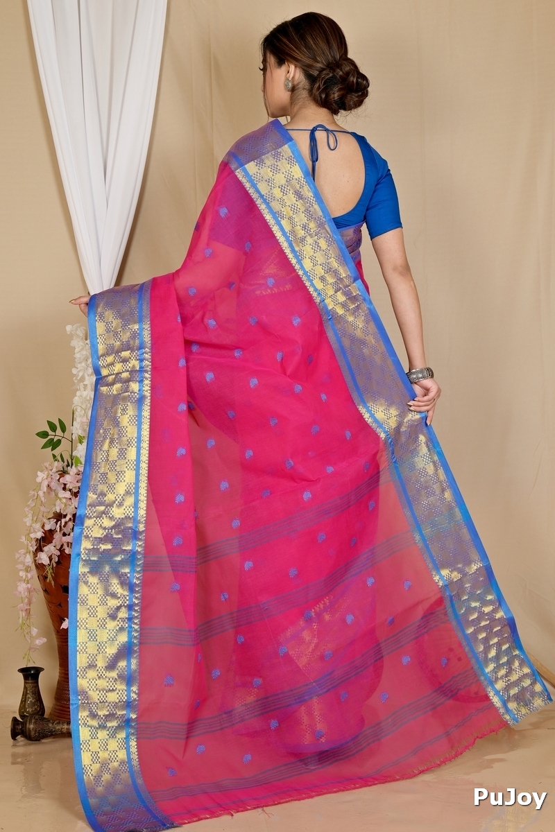 Pink Pure Cotton Atula Tant Saree (1636)