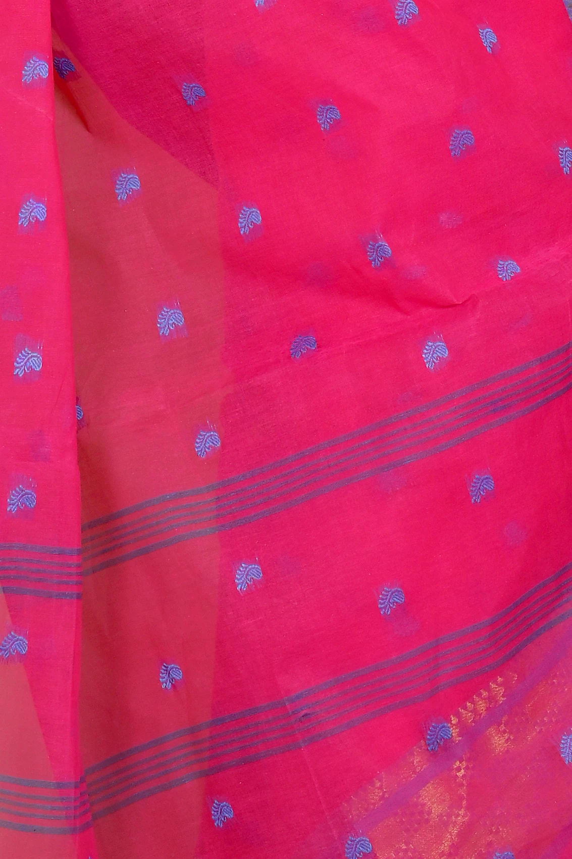 Pink Pure Cotton Atula Tant Saree (1636)
