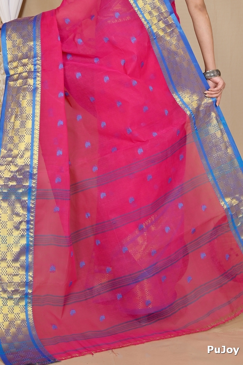 Pink Pure Cotton Atula Tant Saree (1636)