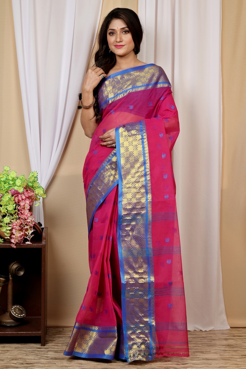 Pink Pure Cotton Atula Tant Saree (1636)