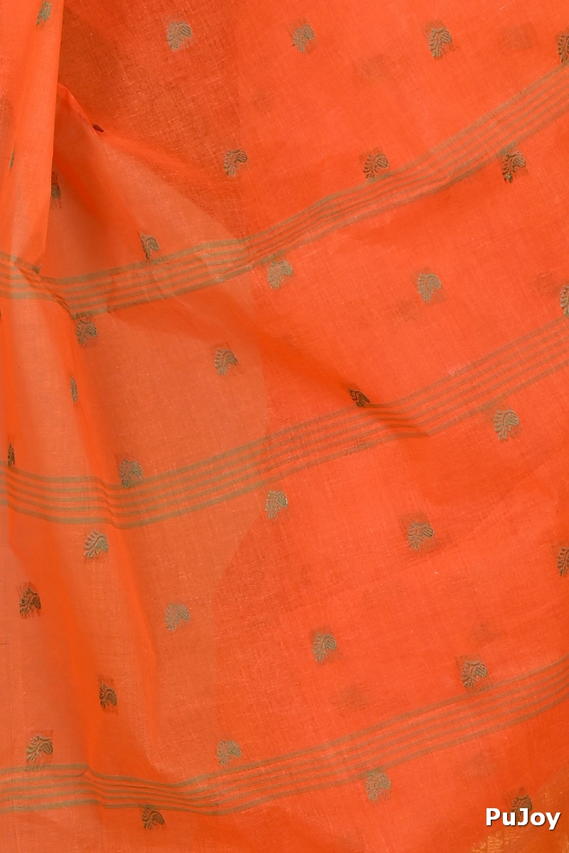 Orange Pure Cotton Atula Tant Saree (1637)