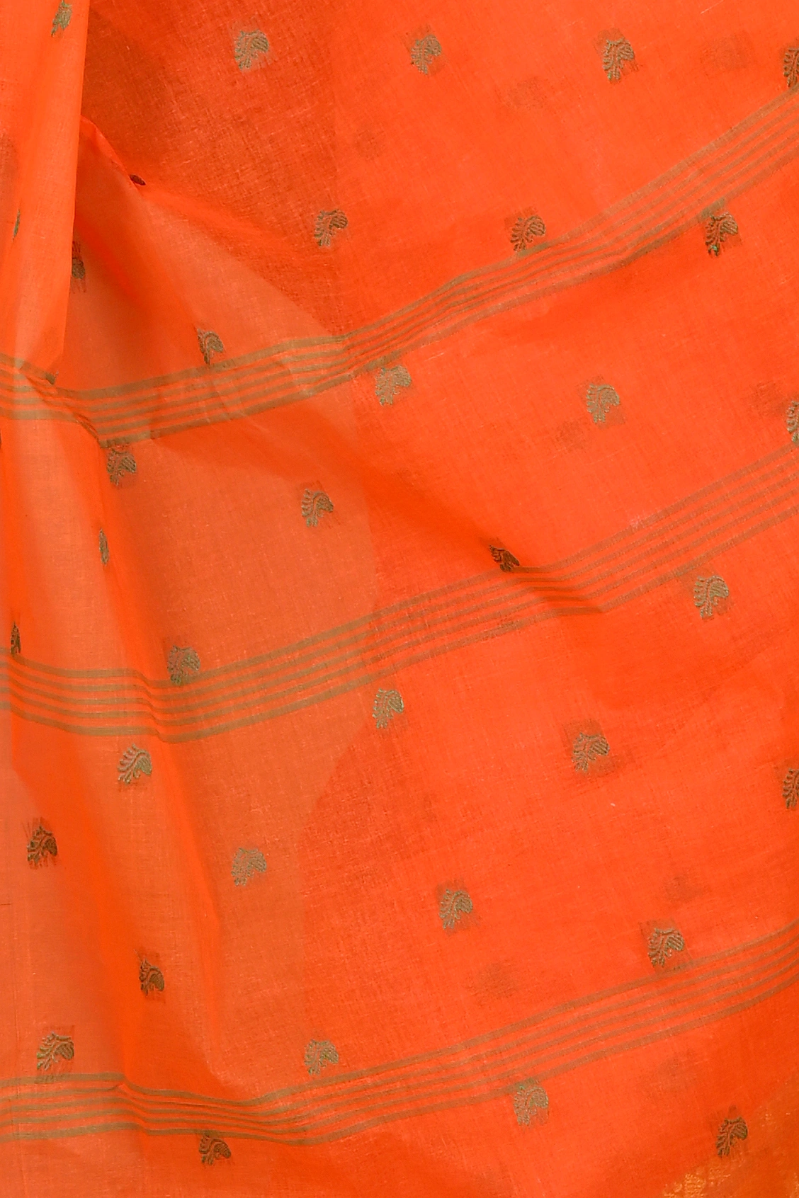 Orange Pure Cotton Atula Tant Saree (1637)