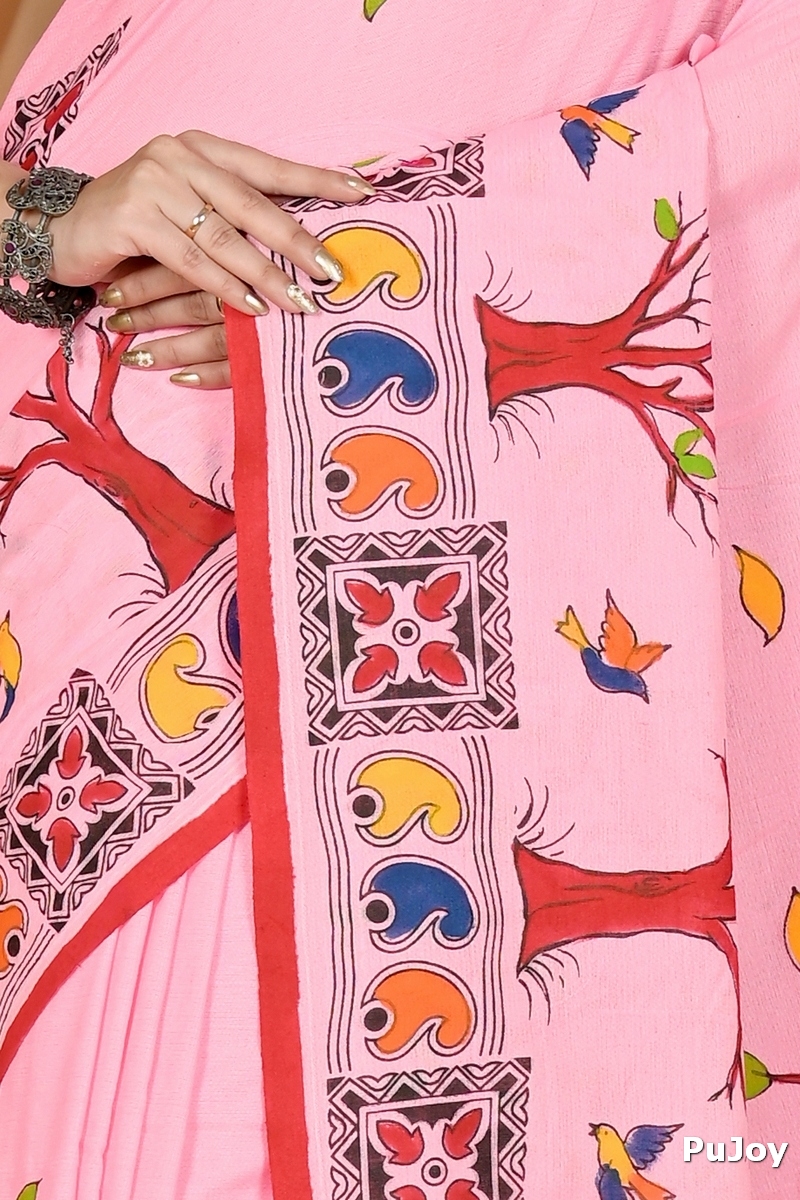 Pink Pure Cotton Asu Hand Loom Saree (1639)