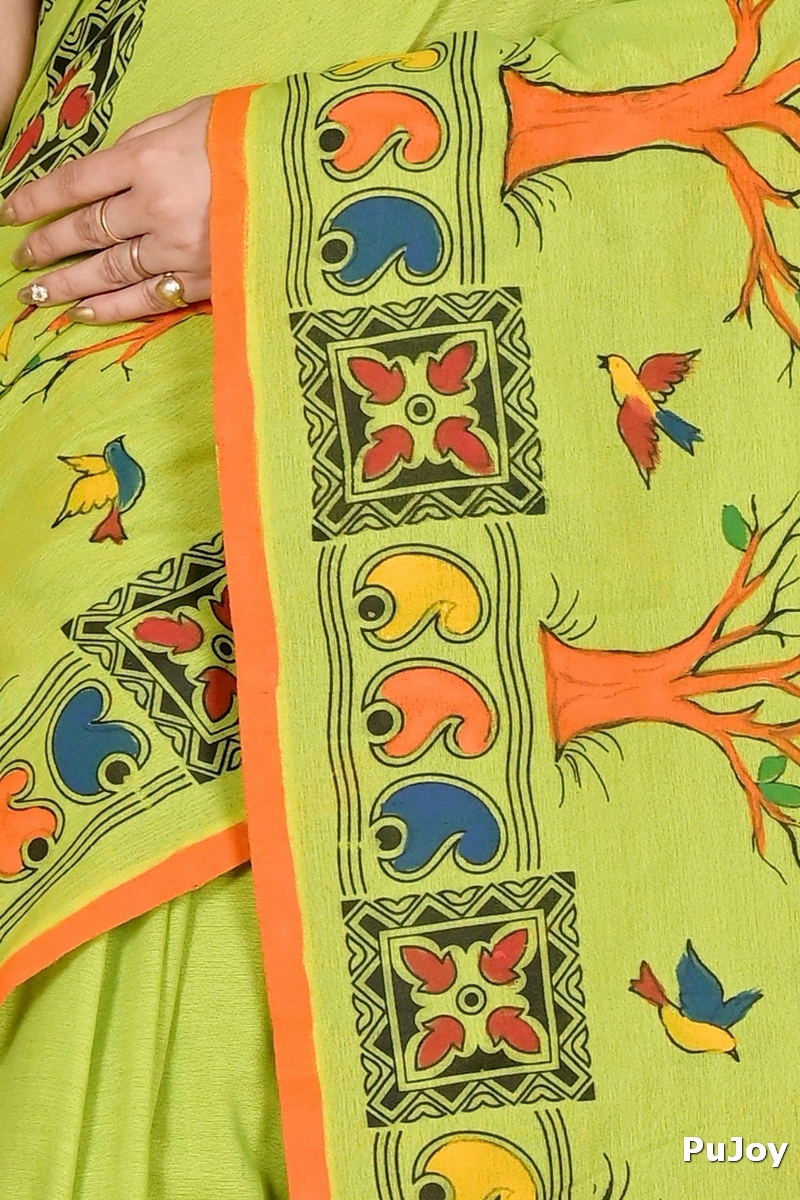 Green Pure Cotton Asu Hand Loom Saree (1641)