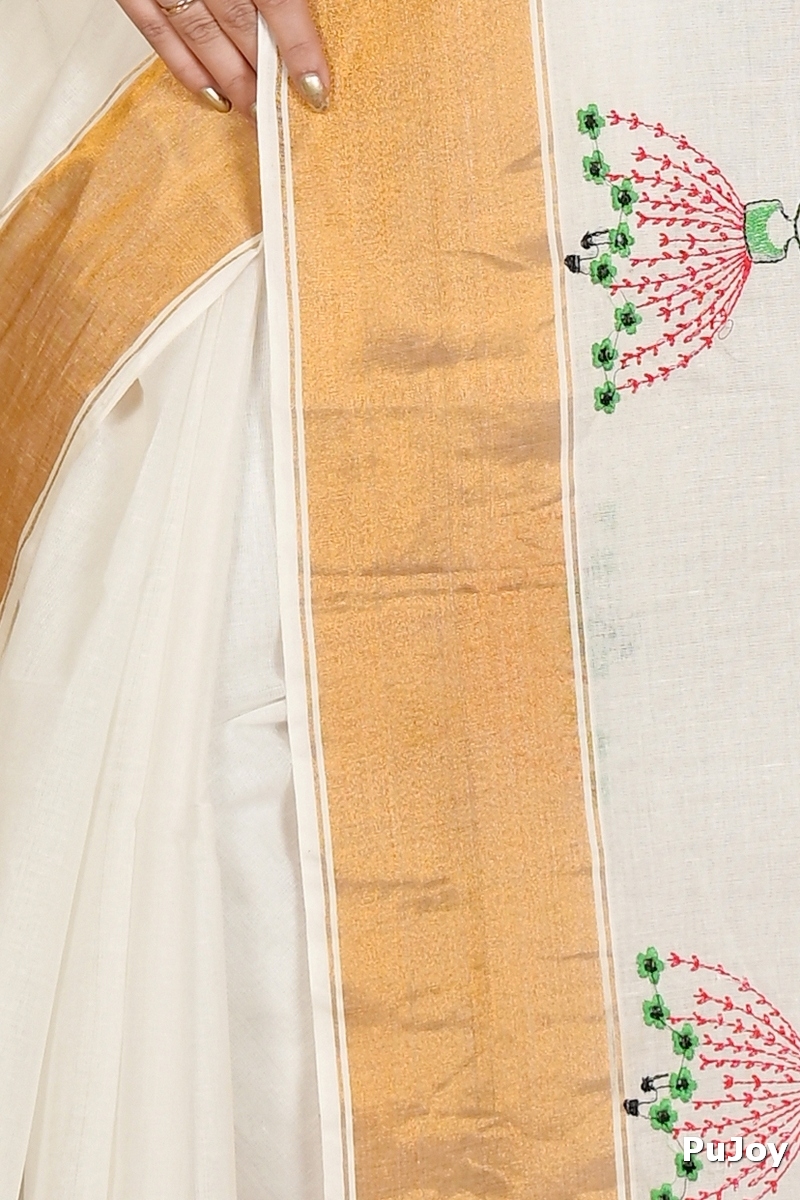 White Pure Cotton Askiti Tant Embroidery (1643)