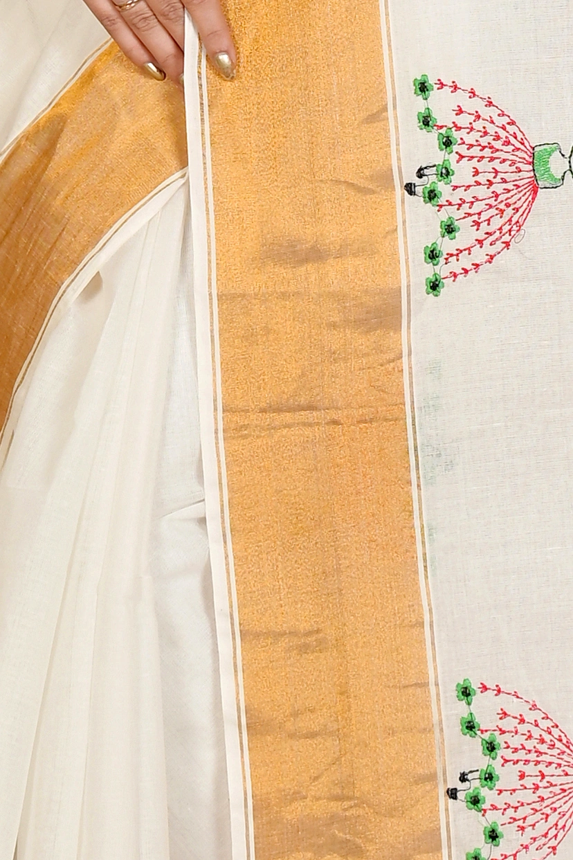 White Pure Cotton Askiti Tant Embroidery (1643)