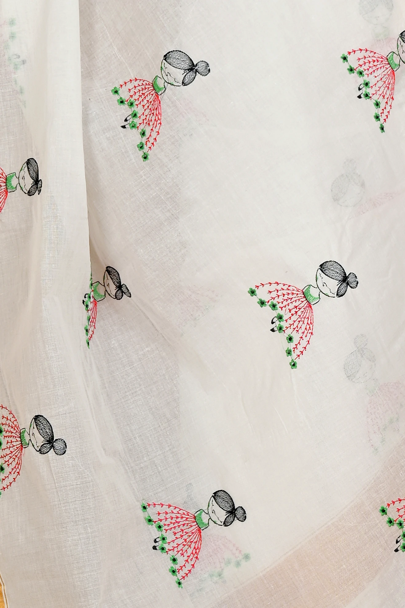 White Pure Cotton Askiti Tant Embroidery (1643)