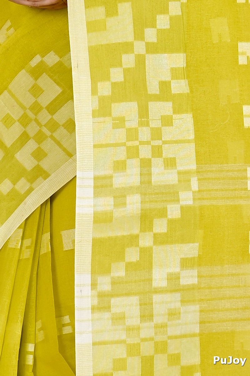 Light Green Pure Cotton Aptuk Tant Saree (1648)