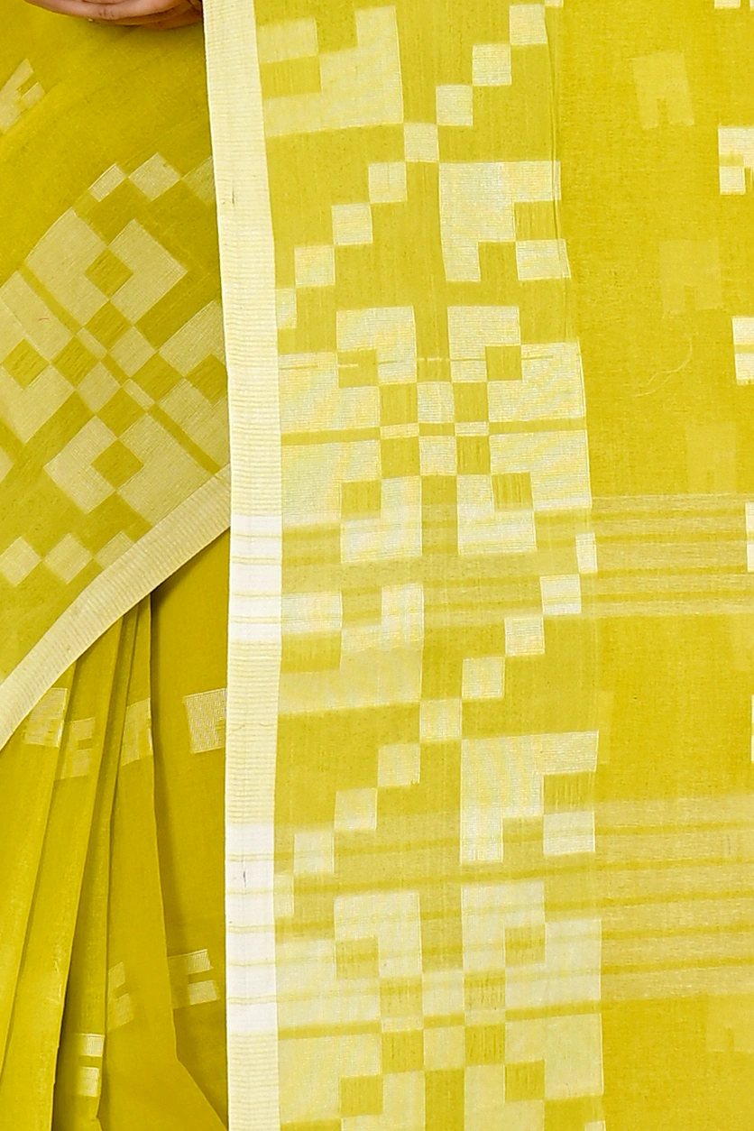 Light Green Pure Cotton Aptuk Tant Saree (1648)
