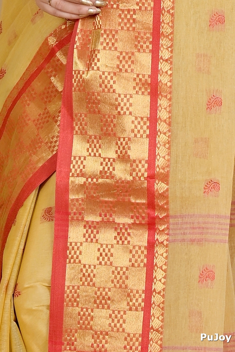 Cream Pure Cotton Atula Tant Saree (1649)