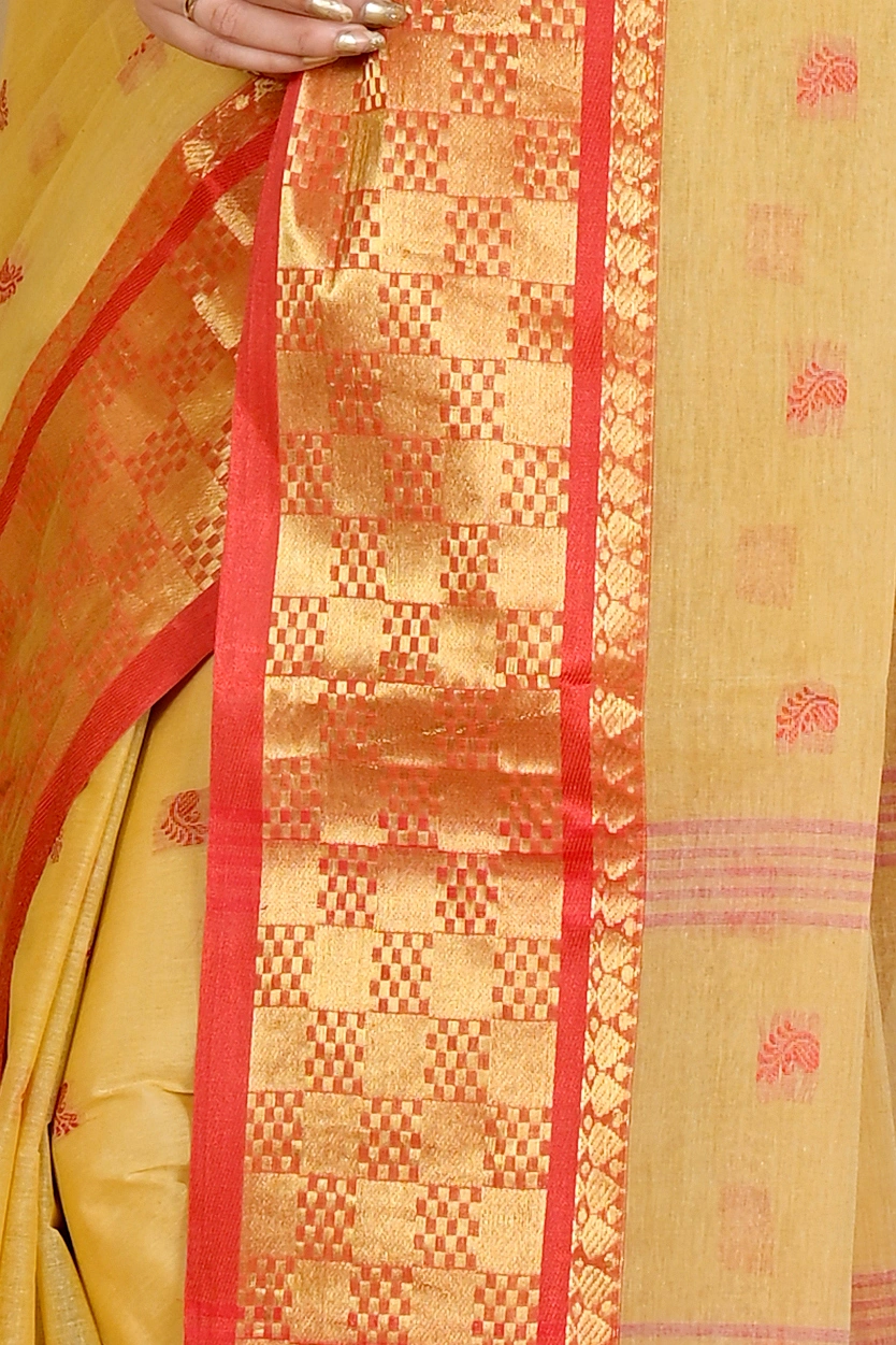 Cream Pure Cotton Atula Tant Saree (1649)