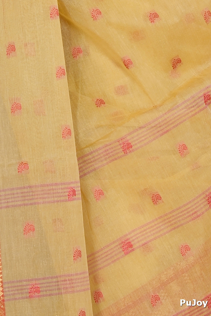 Cream Pure Cotton Atula Tant Saree (1649)