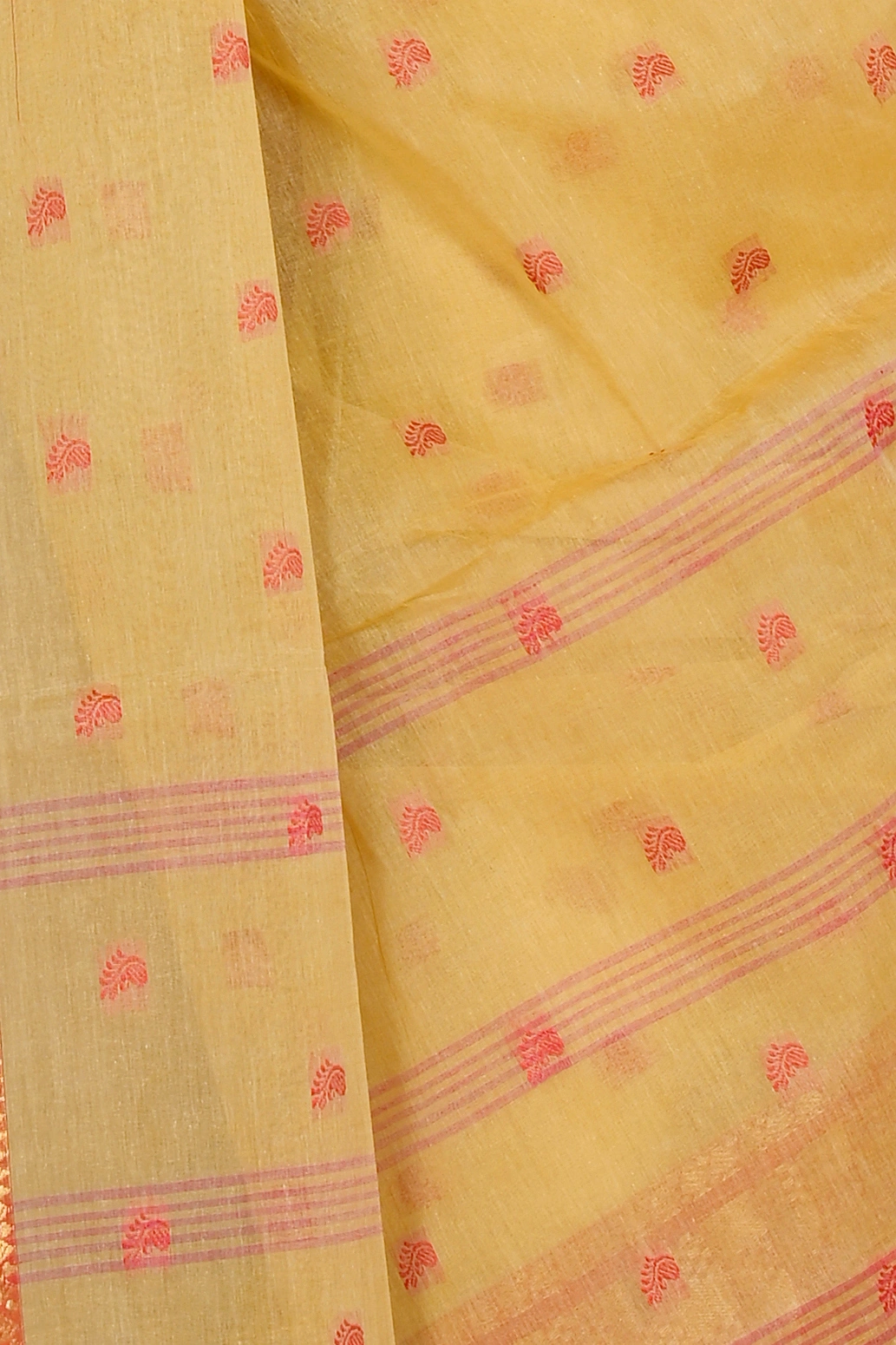 Cream Pure Cotton Atula Tant Saree (1649)