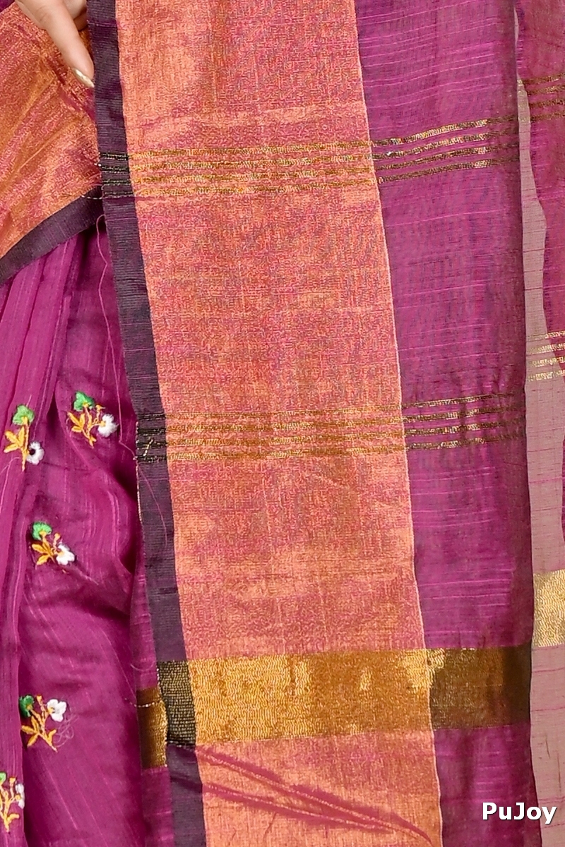 Purple Blended Cotton Slabaka Moli Hand Loom Saree (1656)