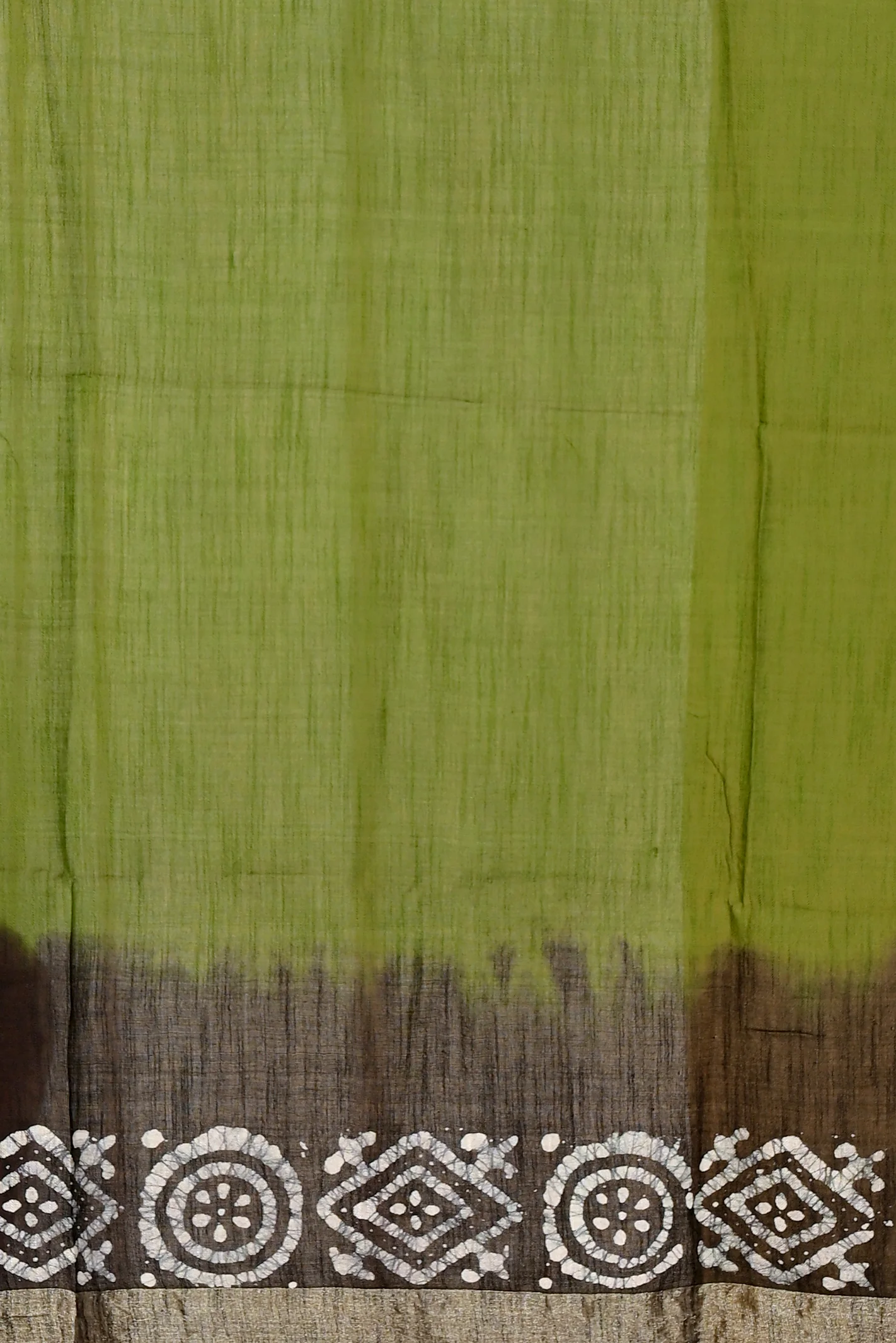 Dark Green Pure Cotton Batika Batik Print Saree (1658)