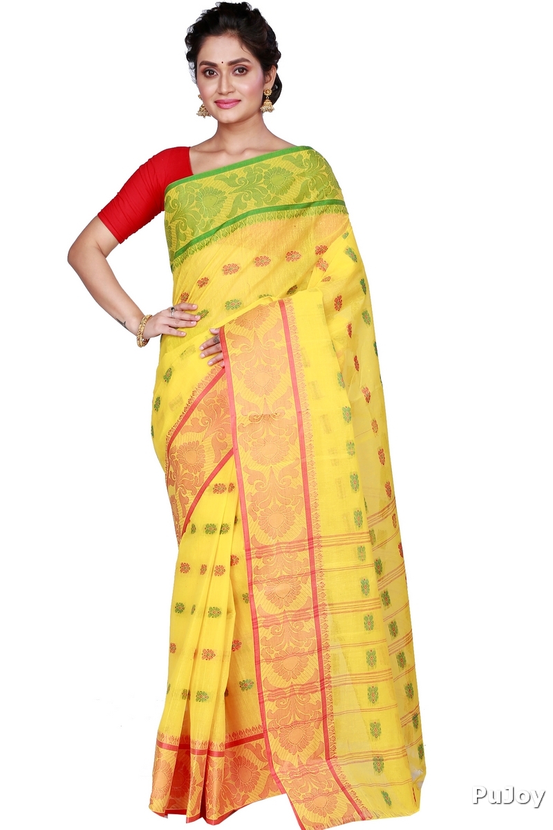 Yellow Pure Cotton Akriti Tant Saree (166)