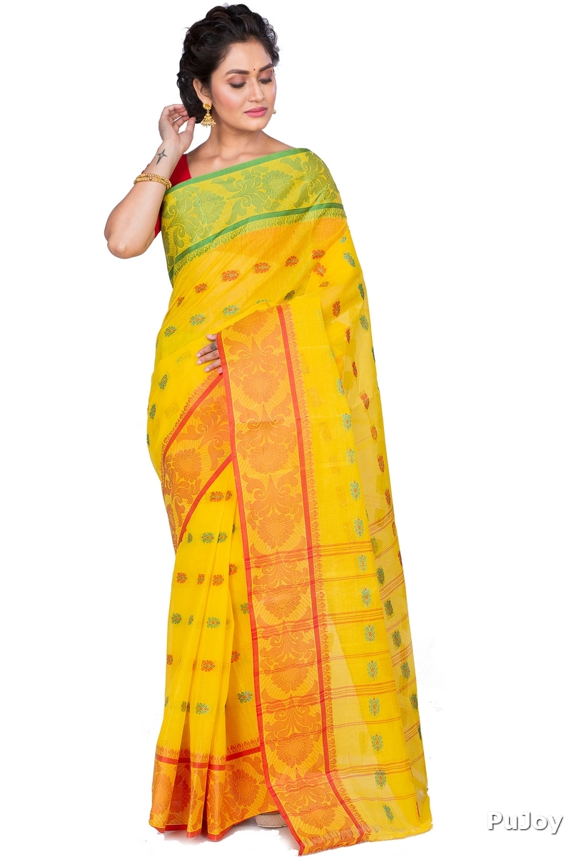 Yellow Pure Cotton Akriti Tant Saree (166)