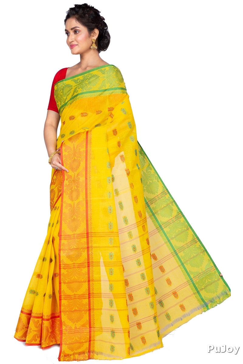 Yellow Pure Cotton Akriti Tant Saree (166)