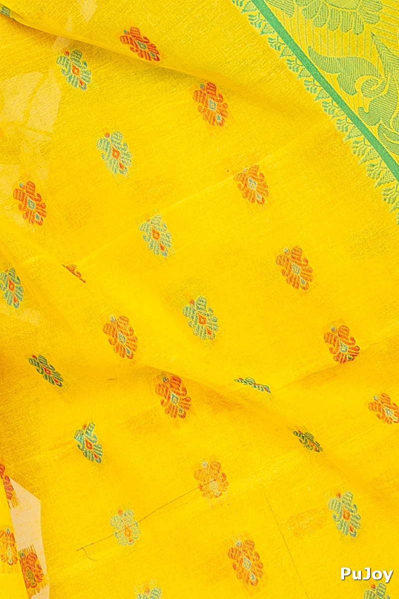 Yellow Pure Cotton Akriti Tant Saree (166)