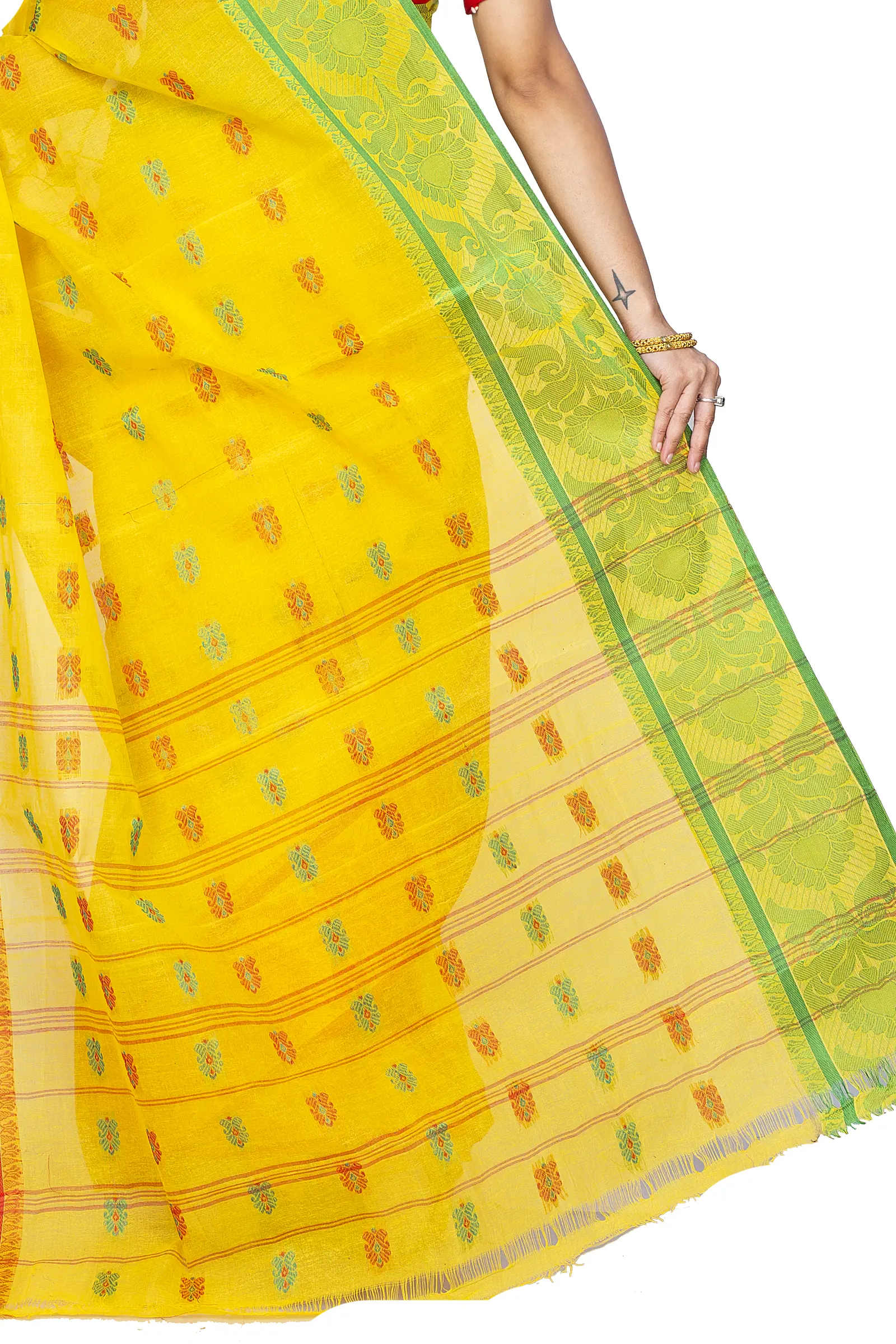Yellow Pure Cotton Akriti Tant Saree (166)