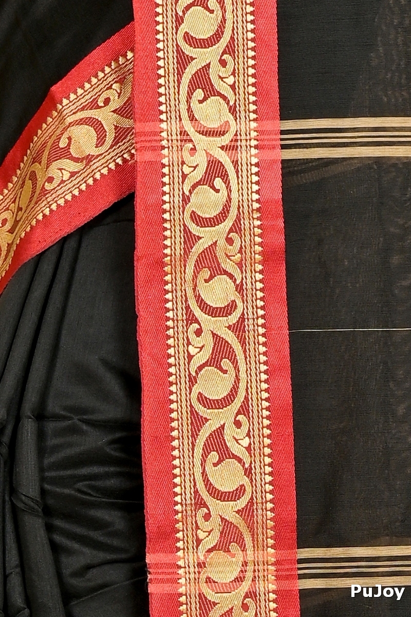 Dark Green Pure Cotton Nova Hand Loom Saree (1663)