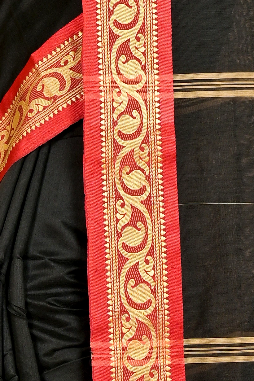 Dark Green Pure Cotton Nova Hand Loom Saree (1663)