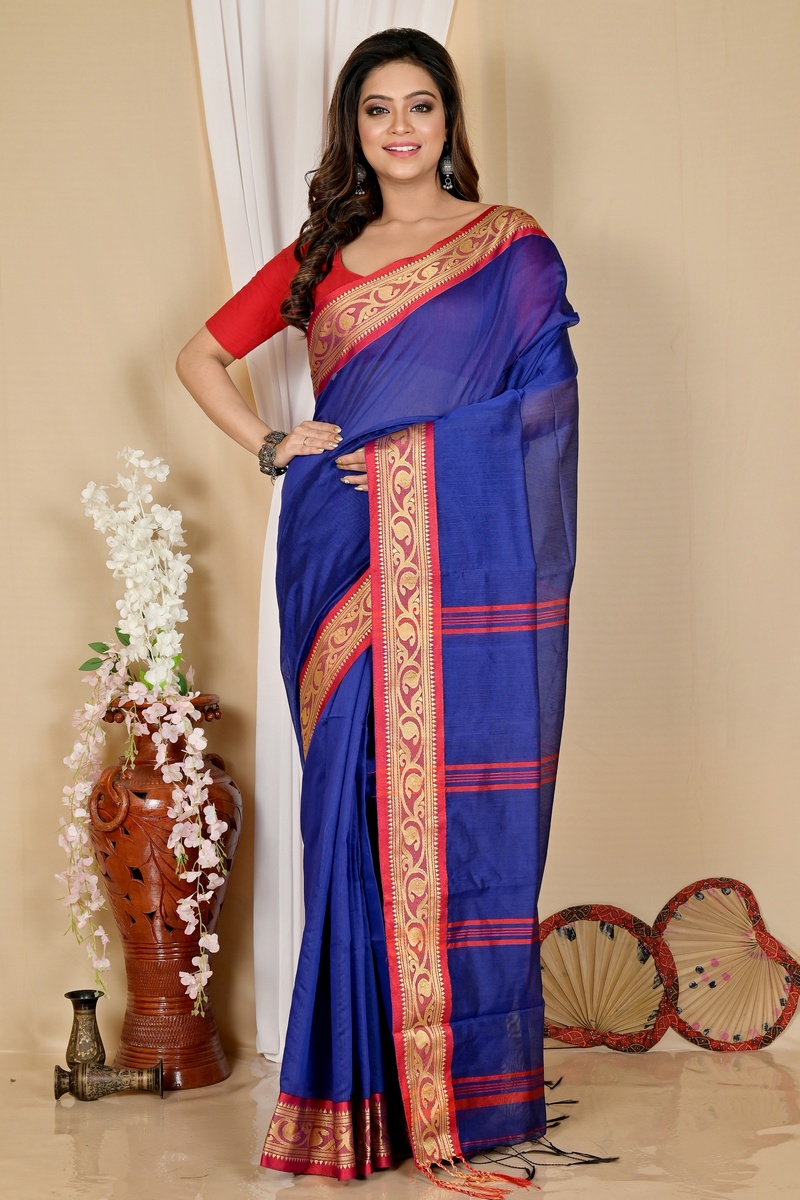 Blue Pure Cotton Nova Hand Loom Saree (1664)