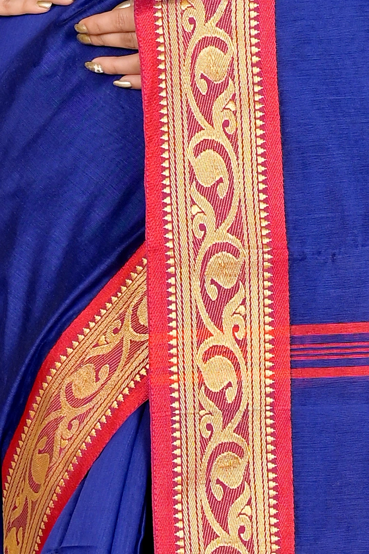Blue Pure Cotton Nova Hand Loom Saree (1664)