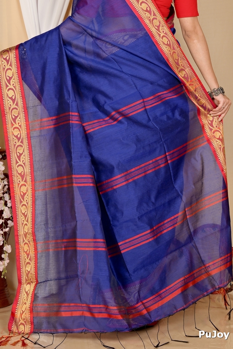 Blue Pure Cotton Nova Hand Loom Saree (1664)