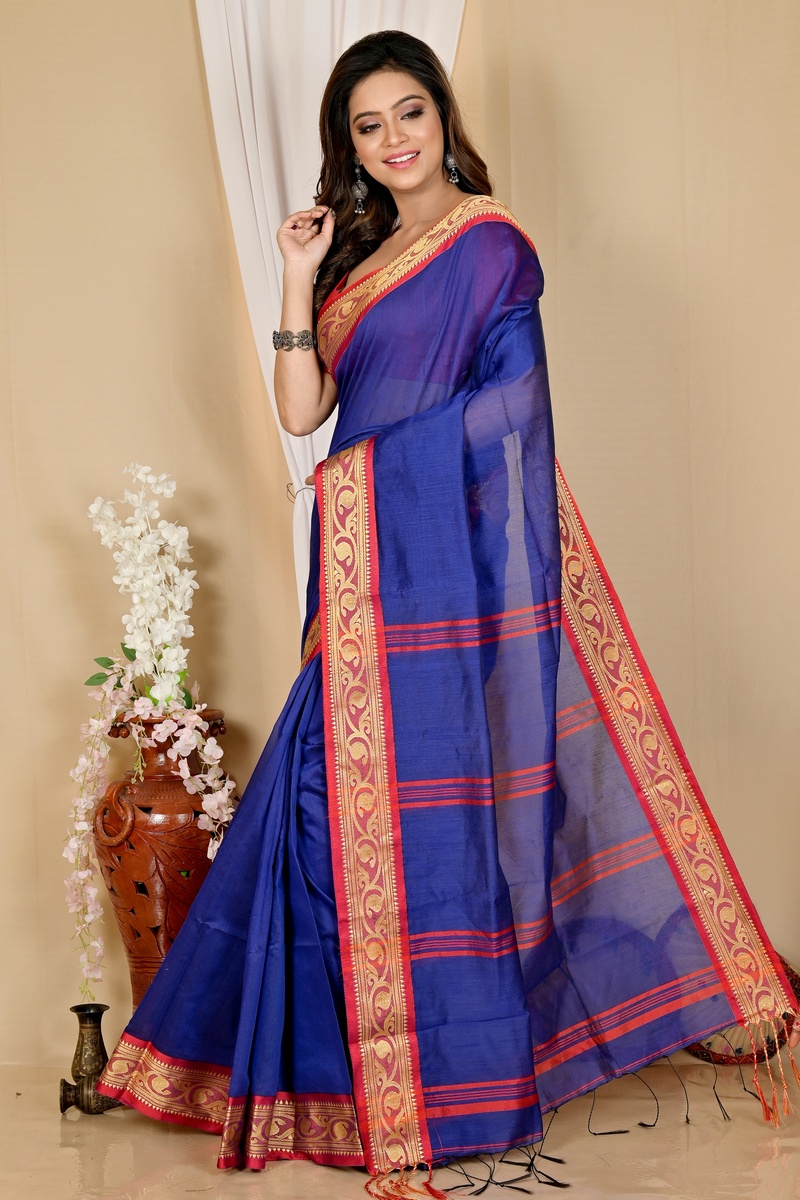 Blue Pure Cotton Nova Hand Loom Saree (1664)
