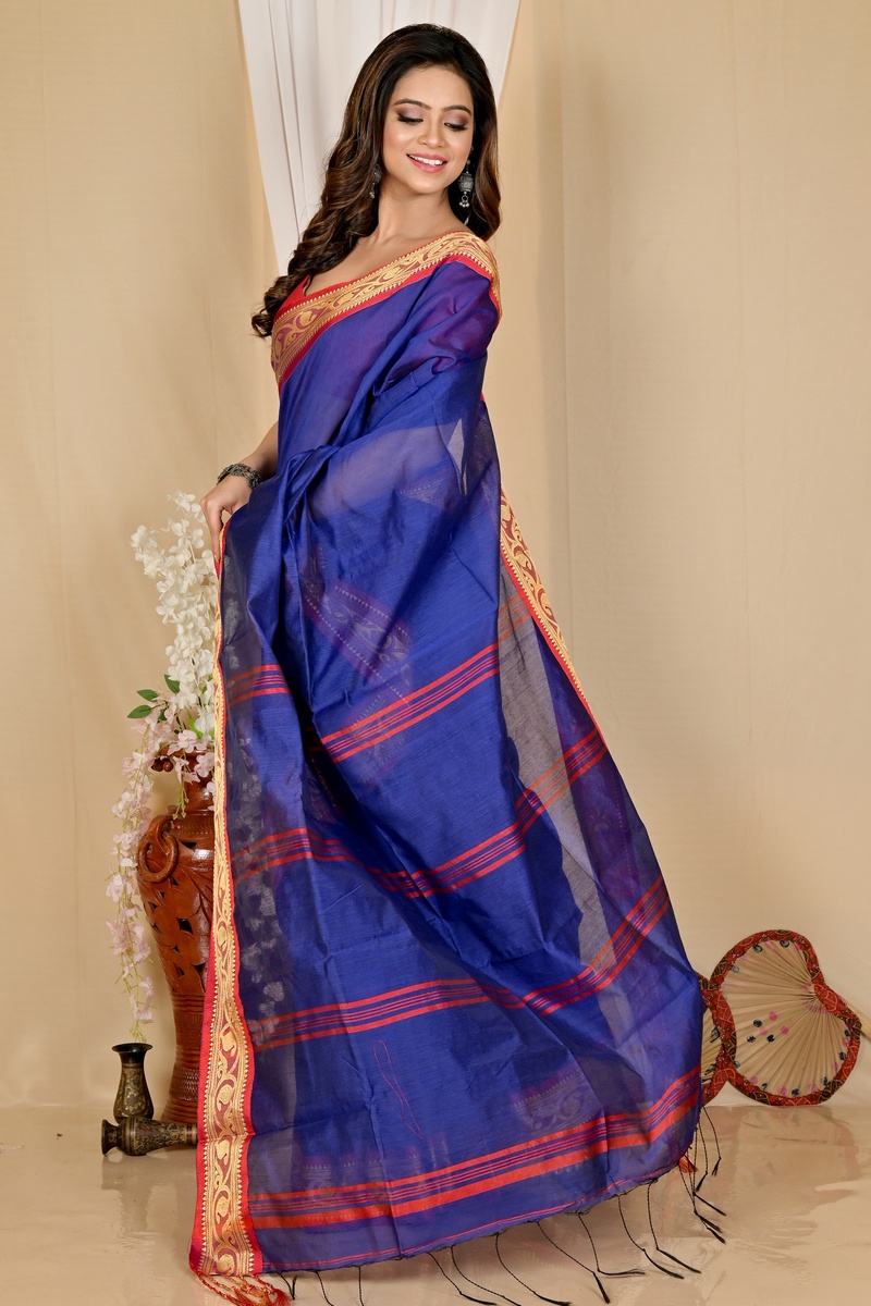 Blue Pure Cotton Nova Hand Loom Saree (1664)