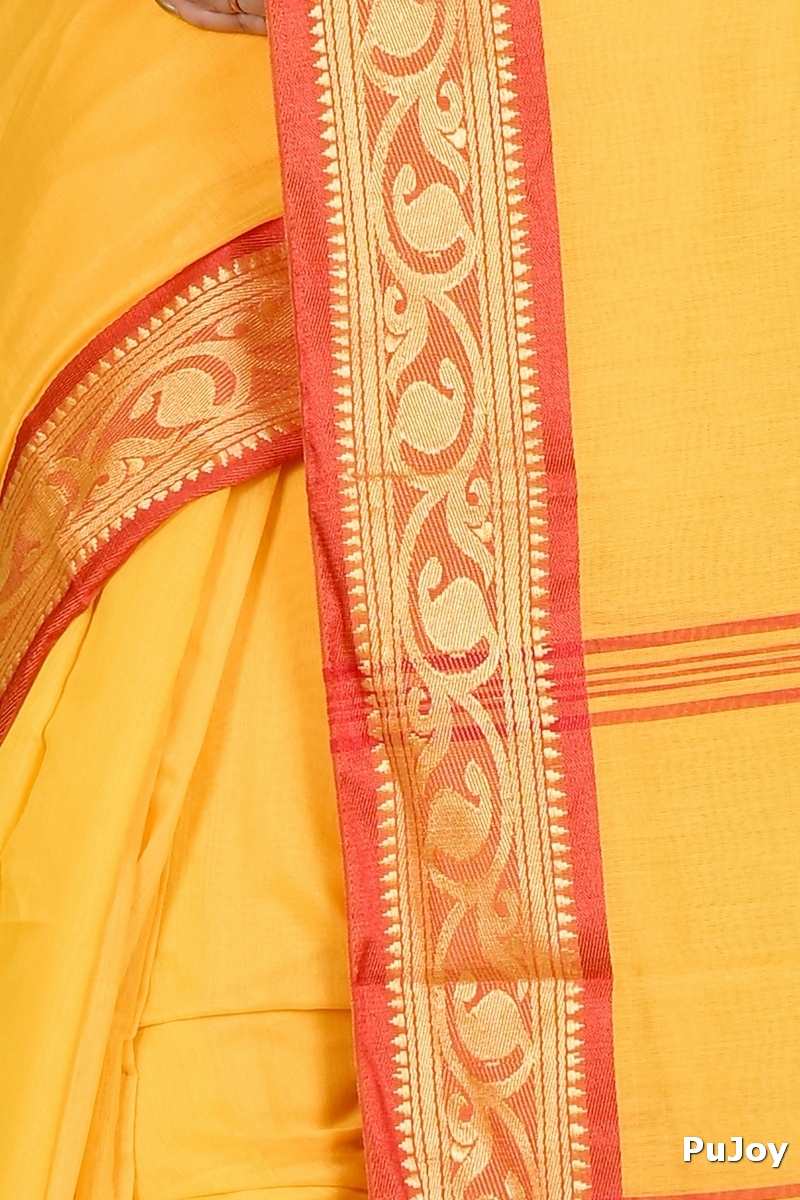 Yellow Pure Cotton Nova Hand Loom Saree (1665)
